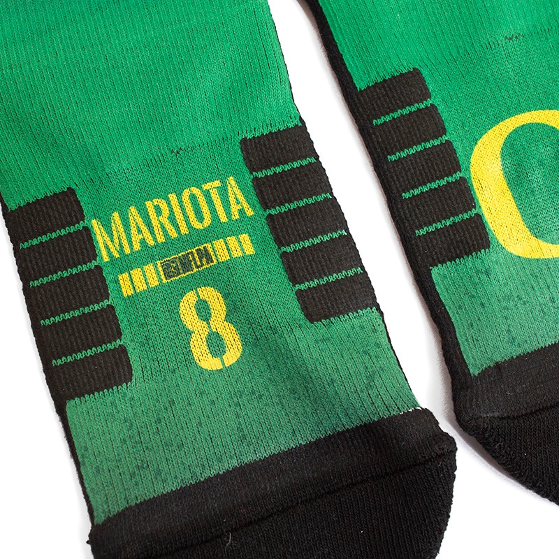 Classic Oregon O, Strideline, Green, Crew, Accessories, Unisex, Football, Sublimated, Mariota, Oregon, Jump, Sock, 334385